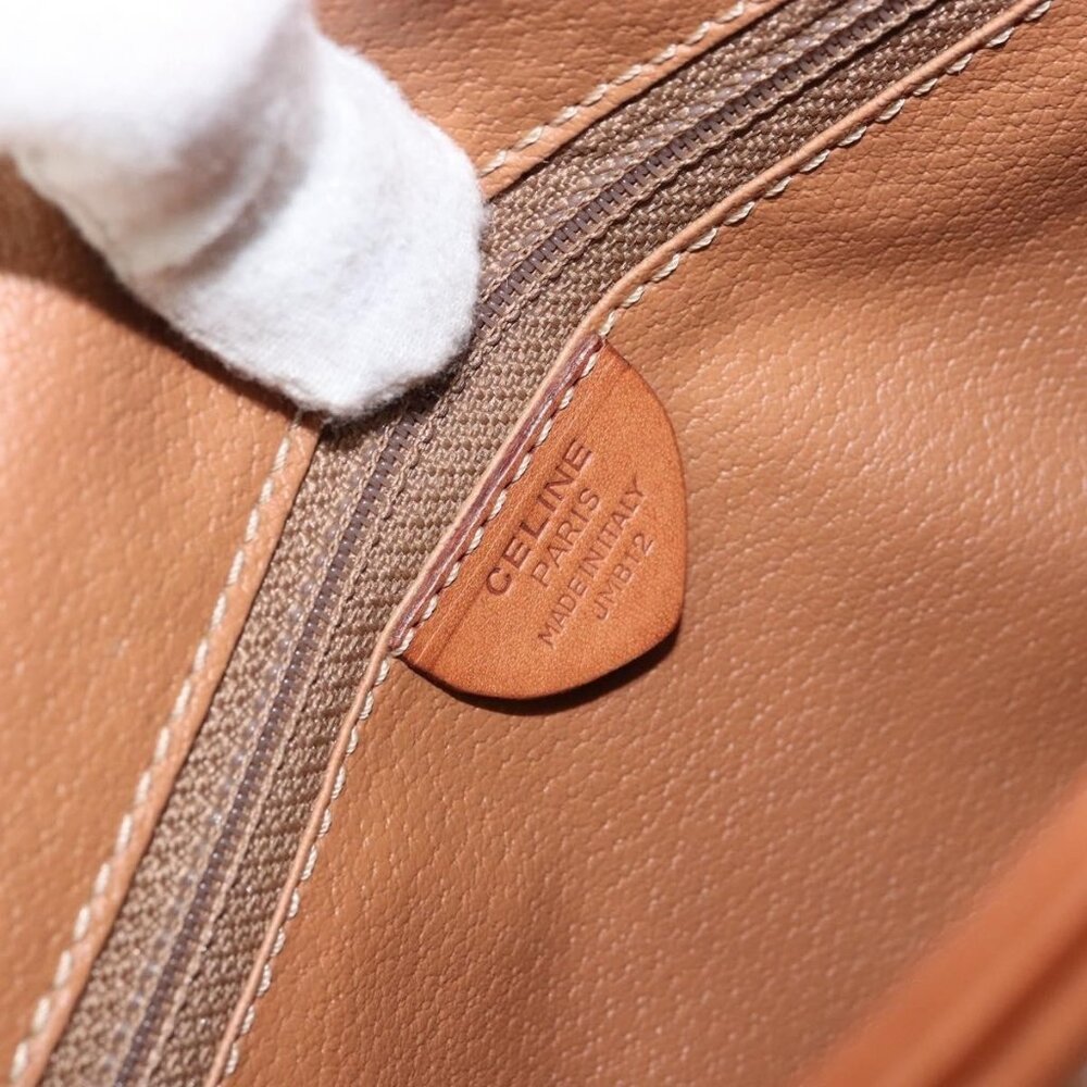 Authentic CELINE Macadam Canvas Shoulder Bag PVC Leather Brown Gold - Picture 4 of 16